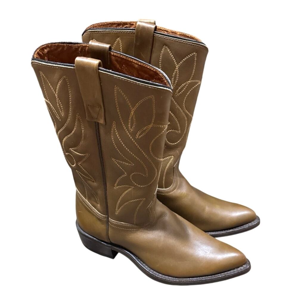 Vintage Acme Cowboy Boots Mens 8E Brown Leather Western Made in USA